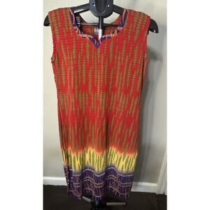 Vintage Y2K NeKa Collection Lagenlook Sleeveless Maxi Dress Abstract Boho